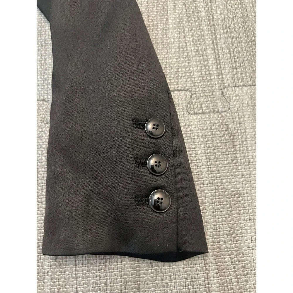 FRAME Noir Black Double Breasted Collarless Blazer  Size‎ 2